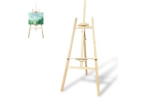 Frevoitna Caballete Pintura 150cm, Altura Ajustable Pino Macizo Caballete de Madera, Caballete de Campo, Trípode Soporte de Lienzos para Pinturas al Óleo, Acrílicas, Exposición de Cuadros