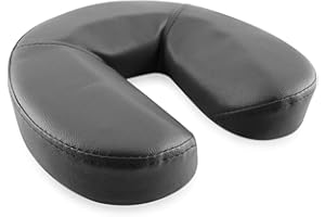 Quirumed Cuscino facciale, a forma di ferro di cavallo, 29 x 27 x 7 cm, nero, imbottitura in schiuma, per yoga, fitness, massaggio