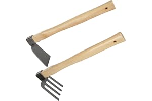 JMIATRY Garden Digging Hoe and Rake, Hoe Garden Tool, Garden Hoe and Rake for Weeding, Planting Soil Smoothing and Loosening