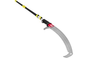 BuoQua Sega Estendibile 4.2 M per Potatura in Acciaio Mn, Temprato Sega con Impugnatura,Telescopica Lama per Sega Estensibile, Con una Lunghezza Totale di 4,2 M, Sega per Asta Telescopica Ideal