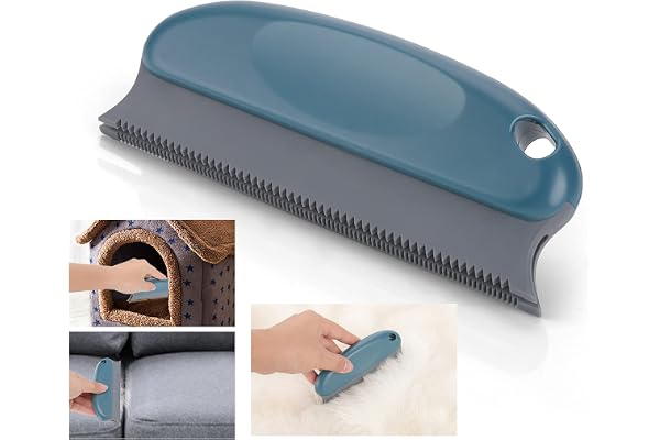 Molain Brosse à poils d'animaux Peigne anti-peluches Brosse en caoutchouc pour chiens et chats (bleu foncé) pour tapis, vêtements, meubles, canapés, voitures