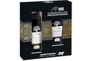 Helan M Oud Kit Barba con Schiuma 50 ml + Balsamo 20 ml - Set per Rasatura con Dopobarba Analcolico, Idratante e Delicato Contro Irritazioni - Idee Regalo Uomo - Made in Italy