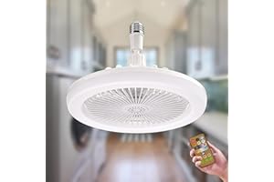 JCGJC LED Fan Lights Ceiling for Bedroom,30W Ceiling Fans with Lights and Remote E27 Fan Light Bulb 3 Color Dimmable LED, 3 Speeds for Small Spaces Bedroom Home Office Dormitory (White)