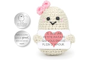 Aurasky Pomme de Terre Positive, Petite Patate en Français, Poupées de Pomme Terre avec Carte Positive et Câlin Porte Bonheur, Drôle Cadeaux pour Homme Femme Enfant Couple Collègue