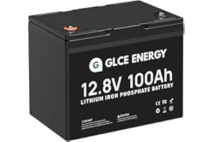 GLCE ENERGY LiFePO4 100Ah 12V Battery, 100A BMS, 4000-15000 Cycles Deep Cycle Lithium Battery, 1280Wh Lithium Battery for Motorhome, Solar System, Boat, Household, Solar Panel Kit, Camping