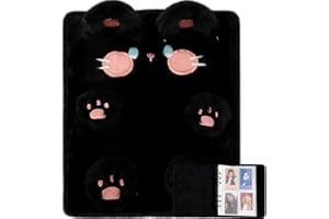 WAYUTO Plüsch-Fotokarten-Ordner, Kpop-Fotokartenalbum mit 20 Innenseiten, 5,1 x 7,6 cm, niedliches A6-Fotoalbum, 4 Taschen, abnehmbarer Kpop-Stern-Kartenhalter, Schwarz