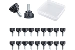 MOROBOR Viti zigrinate zigrinate, 20 pezzi, M5 x 10 mm, in acciaio al carbonio, filettate, zigrinate, con impugnatura zigrinata, per chiavistello di macchine, con custodia