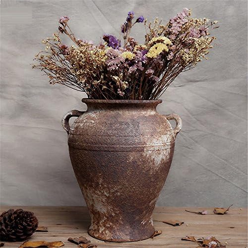 NOHOPE Manual Retro Vases Emulation Flower Container Home Decor Coarse Pottery Flower Pot Ornaments,A
