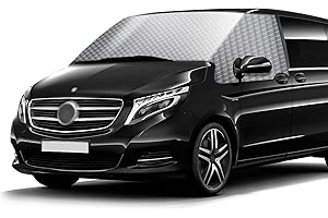 MaxAwe Upgraded Front Windscreen Wrap Cover for Vito W639&W447, Silver Cotton Front Windshield Window Sunshades Blackout Protection Weatherproof, External Thermal Frost Windscreen Cover for Winter