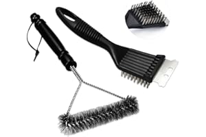Fyfjur 2 Piezas Cepillo Barbacoa, 2 en 1 Cepillo Barbacoa de Limpieza con Raspador, BBQ Accessories para Parrilla de Gas y Parrilla de Carbón