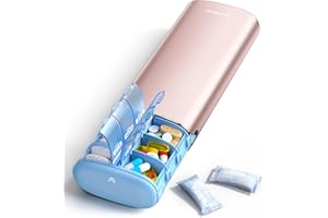 Vaydeer Portapillole settimanale per 7 giorni (supporta 2 volte al giorno), custodia da viaggio in metallo, grande capacità, per integratori, pillole, vitamine e farmaci