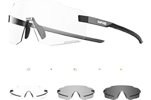 KAPVOE Photochromatische Selbsttönend Fahrradbrille für Herren Damen Klar Rennrad Brille MTB Sportbrille Radbrille UV400 Schutz Randlose Transprante Gläser für Outdoorsports
