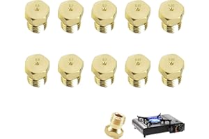 VULCYXA Juego 10 Inyectores Cocina Gas Butano, Boquillas de Propano Butano, Inyectores de Latón con Rosca Estándar, Repuestos Compatibles para Estufas de Gas Domésticas, Chorros Conversión 0,5/0,7/0,87/1,02mm
