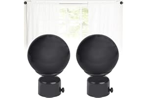 Xrten Curtain Pole Finials, 2 Pcs Round Curtain Rod Ends Replacement Sphere Drape Rod Finals, Curtain Pole Bracket Finals for 26-28mm Curtain Internal Diameter RodsXrten