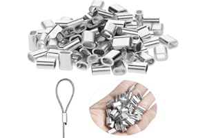 Batheidon 120 pezzi serre cavo acciaio manchoni in Alluminio da 3 mm, Manicotti di Serraggio Ovali, Perfetti per Cavi, Corde, Stendibiancheria e Progetti Fai-da-Te (3mm)