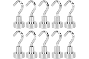 stillwen 10 Pcs Ganchos Magnéticos, Ganchos de Imán de Neodimio, 3,5 Kg Ultra Potentes Ganchos, Gancho Magnético para Cocina, Frigorífico, Armarios, Oficina, Dormitorio, Baño, Llavero