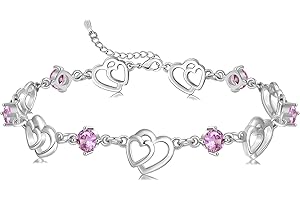Cosie Lily Regalo Festa Della Mamma Bracciale Donna, Argento 925 Bracciale Cuore Placcati Oro Rosa, Regali per Mamma Mogli Sorelle, per i Compleanni San Valentino Giorno di Natale