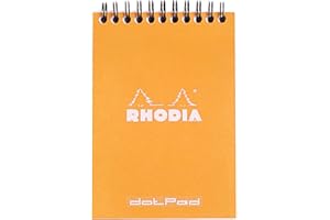RHODIA 13503C – Notes spiralny w kolorze pomarańczowym – A6 10,5 x 14,8 cm – punktowy układ stron – 80 kartek z mikroperforacją – papier Clairefontaine 80 g/m² – kołonotes kołonotatnik