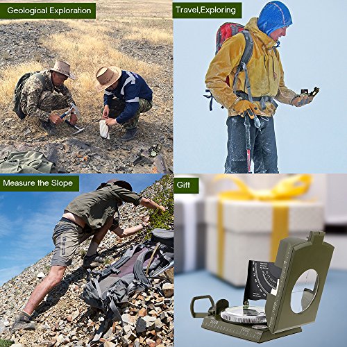 Kompass, professionelle Kompass Metall Tasche Größe Wasserdicht 50mm Zifferblatt Kompass Multifunktions Kompass mit Inklinometer Pouch Lanyard für Reisen Camping Wandern - 6