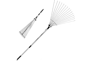 Old Tjikko Garden Leaf Rake,Grass Rake for Lawn,Adjustable Lawn Grass Rake for Grass Cleaning Fallen Leaves Weeds,34 to 63-Inch Adjustable Gardening Tools (160cm)