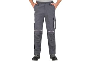 BWOLF Raptor 100% Algodón Pantalones de Trabajo para Hombre con Bolsillos multifuncionales, Rodilleras, Rayas Reflectantes