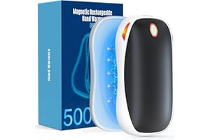 Wasuka Hand Warmers Rechargeable 2 Pack, 5000mAh Portable Reusable Hand Warmer/Power Bank, USB Battery Operated Magnetic Pocket Warmer Electric Hand Heater Great Gift for Men Women