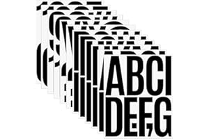Bekecidi Lot de 12 Feuilles d'autocollants en Vinyle de 5 Pouces, Lettres et Chiffres, Autocollants Alphabet Noirs Imperméables pour Panneaux, Affiches, Fenêtres, Boîtes aux Lettres, Voitures (C)