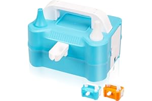 Fenxyo Electric Balloon Pump, Portable Dual Nozzle Electric Air Pump Designed with Balloon Knotter, Automatic Balloon Blower Pump Balloon Inflator for Party Balloons, Wedding, Birthday Decoration