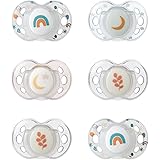 Tommee Tippee Ciucci Night Time, Design Simmetrico Ortodontico, in Silicone Privo di BPA, 18-36 Mesi, Confezione da 6, Multic