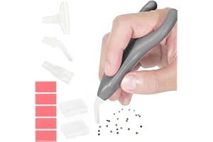 CHARYSIM Ergonomic Diamond Art Pen Diamond Art Accessories Kit with 3 Plastic Tips for Diamond Art Painting Coaster Diamond Craft Tool kit for Adults and Beginner (Plastic Pen tip Gray)