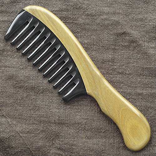 EQLEF® Handmade Premium Quality Natur Ox Horn Kamm Sandelholz Kamm, keine statische Handarbeit Kamm, breiter Zahn - 5