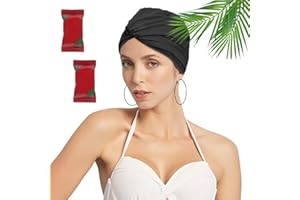 Bonnet de Bain, Bonnets de Bain pour Femme, Bonnet Piscine, Bonnet de Natation, Bonnet de Bain Piscine, Piscine Baignade Turban, Bonnet de Bain Tissu Polyester, Piscine Impermeable Élastique Bonnet