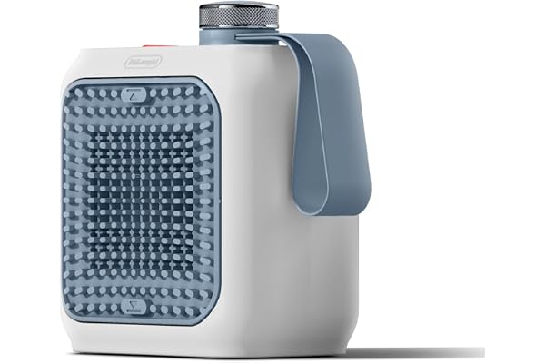 De'Longhi Capsule Desk – keramisk värmefläkt, energisparande värmefläkt, omedelbar värme, tyst, automatisk avstängning när den välter, 360 W, blå (HFX10B03.LB)