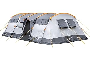 Skandika Tenda a tunnel Hurricane per 12 persone | Tenda da campeggio con/senza pavimento cucito con/senza Sleeper Technology, 2 cabine letto, colonna d'acqua 5000 mm, altezza 215 cm | Grande tenda