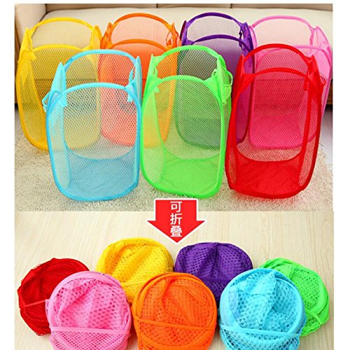 Große Faltbare Wäschekorb Wäsche Wäschetonne Waschen Tasche Mesh-Lagerung – Grün - 4