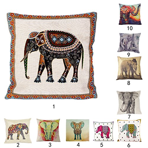 42x42cm Baumwollleinenkissenbezug Kissenbezug Hause Sofa Dekor Blk Elefanten - 8