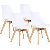 MIMOCASA Dining Chairs, Pack of 4 Nordic Dining Chairs, 44&times;39&times;76cm | Kitchen Chairs with Upholstered Seat and Solid Beech Woo