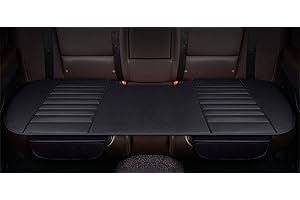 SMIUPIN Universal Front and Rear PU Leather Car Seat Cushion Non-slip Car Interior Seat Cover Pad Fit for Automotive Vehicle (Black, Rear-seat cover)