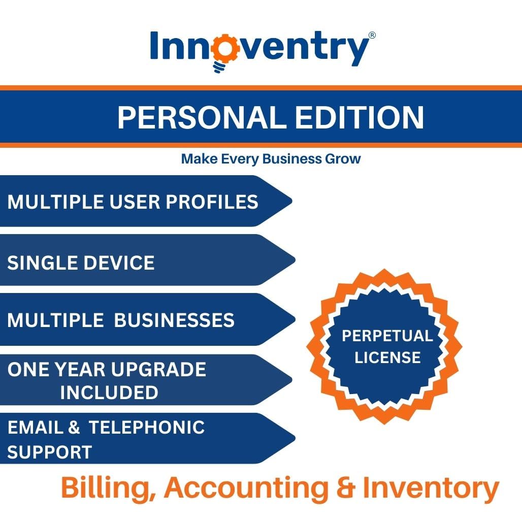 Innoventry - Personal Edition - Life Time - ( GST Ready Accounting, Inventory Management for Small and Medium Business ) Emai