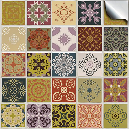 24 stück Fliesenaufkleber für Küche und Bad (Tile Style Decals 24x TP 51 - 6") | verschiedene Mosaik wandfliesen aufkleber für 15x15cm Filesen | Fliesenaufkleber für Küche und Bad (15cm - 24 Stück, TP 51)