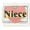 Pink Niece Heart Fits all 9mm Italian Style Charm Bracelets