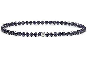 Blaufluss Armband mit facettierten 3mm Perlen - verschiedene Längen - Heilstein Schutzstein Edelsteinarmband Glücksbringer Talisman Geschenk (Blaufluss, 20CM)