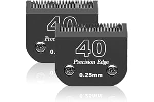 BESTBOMG Lame de rechange pour toilettage de chiens,Compatible avec Les séries Heiniger/MOSER Max45 /Andis/Oster A5/Wahl 10KM Series Tondeuse pour Chien,Taille 40 1/100" (0,25mm) Longueur de Coupe,2 unité Noir