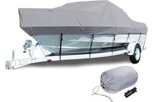 LDIW Telo Copri Barca, Coperture per Barche Tessuto Oxford 300D Impermeabile Adatto a Scafo a V, Tri-Scafo, Barca da Sci da Pesca, Grigio,17 to 19ft: 600x230cm