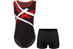 Sxiwei Kinder Jungen Gymnastikanzug Ärmellos Kontrast Farbe Sportlich Bodysuit Tanztrikot Und Shorts Kinder Tanz Kleidung Set