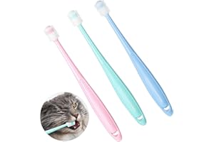 TEAAHA Set di 3 spazzolini da denti per gatti, 360 gradi, per animali domestici, per gatti, riutilizzabili, in silicone morbido per uso alimentare, per animali domestici, set di pulizia per animali di