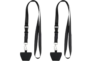 PENNLE Cuerda para Móvil Universal, Cordón Ajustable para Teléfono Móvil, Correa Multiuso para Cuello, Muñeca y Cruzada, Colgante Ajustable para Teléfono Compatible con la Mayoría de las Fundas (Negro)