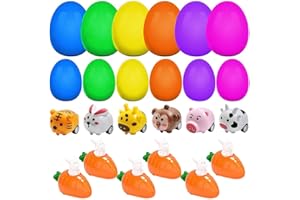 Dhqkqg Juguete para Coche de conejitos de Pascua, Juego de 24 Conejos con Zanahoria, Divertidos Conejos de Pascua, Coche de Juguete para niños,Juguetes de Cuerda para Coche para niños y niñas