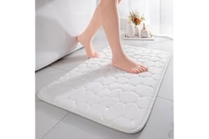 chakme Memory Foam Bath Mat, Extra Soft Non-Slip Bathroom Mat, Super Absorbent Bath Mats for Bathroom Floor, Machine-Washable Dry Bath Rugs,50x80 cm Large White Bath Mat