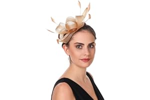 HAOJING Sinamay Flower Feather Headband Fascinator Wedding Headwear Ladies Race Royal Ascot Pillbox Wedding Cocktail Tea Party Derby Hat for Women